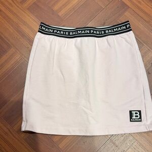 Balmain Light Pink Skirt with Logo Waistband